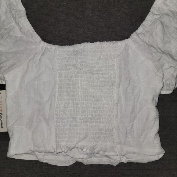 Urban Romantics Women's White Cotton Square Neck Crop Top Size Small - Picture 7 of 15